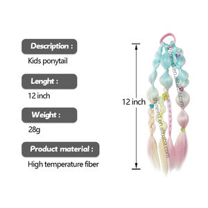 Vendita Calda: Extension per Capelli Sintetici da 12 Pollici, Fatte a Mano, per Ragazze, con Effetto Ombré, Intrecciati a Treccia, Coda di Cavallo a Bolle, Colorati, per Bambini - Product Image 3