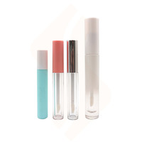 Tube de gloss à lèvres rond en plastique bleu transparent blanc, emballage de 3 ml et 5 ml, vente chaude