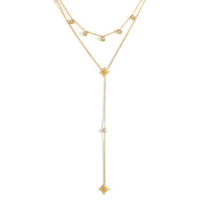 Collar de estrellas en capas chapado en oro de 18k con diamantes incrustados, cadena en Y, joyería para fiesta - Product Image 5
