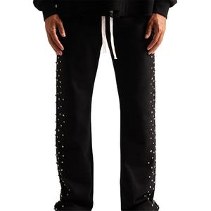 กางเกงวอร์มทรงตรงผ้าคอตตอนหนานุ่มพร้อมเชือกผูกเอว พิมพ์ลายโลโก้ สำหรับผู้ชาย - Product Image 3