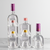 Bouteille en verre empilable pour vin et spiritueux, prix de gros, 100ml, 250ml, 300ml, bouteille ronde pour vin, whisky, gin, vodka