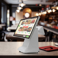 Caisse enregistreuse Windows 7 15,6 pouces avec écran client, processeur double cœur, Wi-Fi 6, Bluetooth 5.2, écran tactile 10 points, garantie de 3 ans