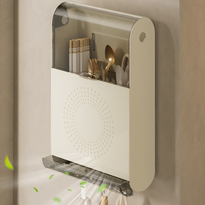 Multifunctional Wall Mounted Chopsticks <b>Storage</b> Box With Flip Top Dustproof Design For <b>Kitchen</b> Use - Product Image 3