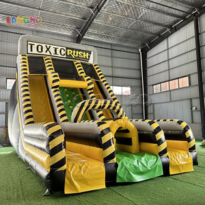 Pista de Obstáculos Inflable <span class=keywords><strong>Radical</strong></span> Run con Muro de Escalada, Amarillo y Negro, de Grado Comercial, Casa de Brinco Interactiva - Product Image 2
