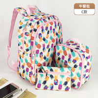 Nouvel ensemble de sacs à dos trois pièces pour filles, motif dessin animé, antivol, avec fermeture éclair, couleur et logo personnalisables pour étudiants