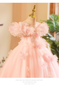 <span class=keywords><strong>Vestido</strong></span> de niña de las flores rosa con hombros descubiertos, de tul, estilo princesa con cola, para <span class=keywords><strong>Primera</strong></span> Comunión - Product Image 5