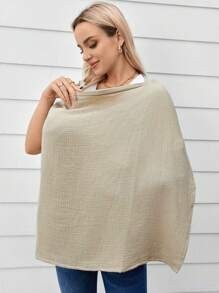 OEM綿100% 通気性ピンクストライプママ赤ちゃん授乳ポンチョスカーフショールカバー - Product Image 6