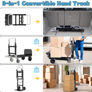 Troli Lipat 3 in 1 Tugas Berat, Dapat Diubah Menjadi Gerobak Dorong Baja Portabel dengan Gagang Teleskopik dan Roda Karet - Product Image 3