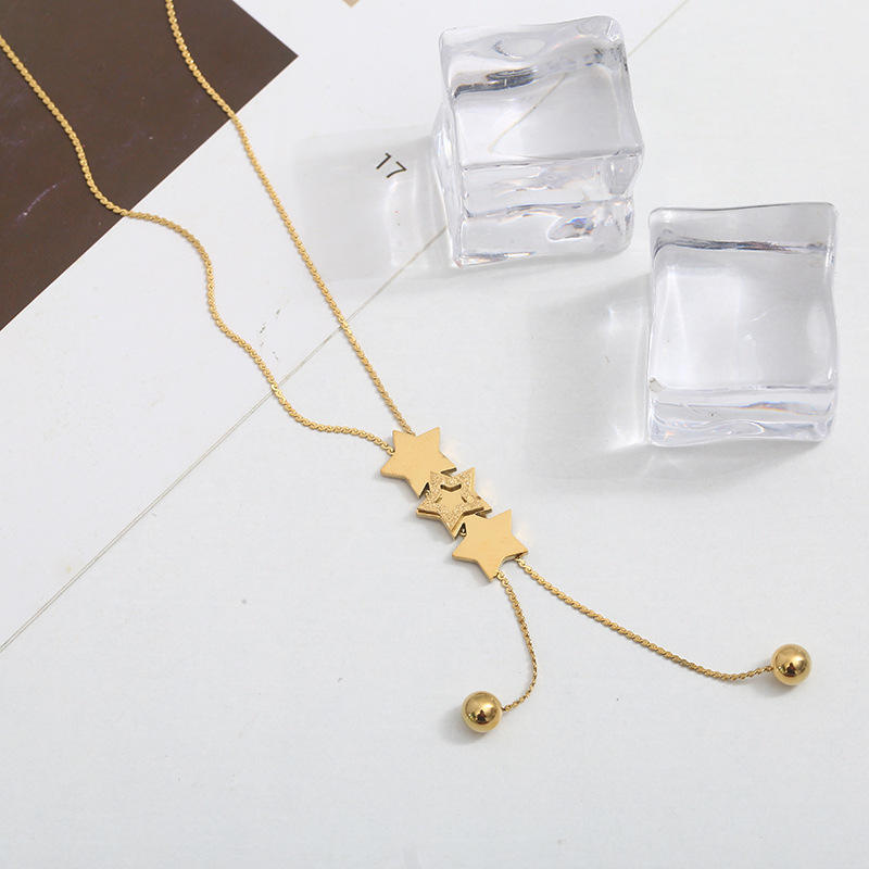 Double-layer star steel bead tassel pendant