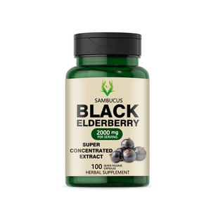 Capsules personnalisées OEM ODM de baies de sureau noires 2000mg produits de santé de soutien immunitaire Supplément de baies de sureau noires Sambucus - Product Image 1