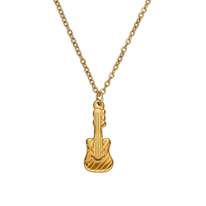 Collana per chitarra <span class=keywords><strong>hiphop</strong></span> pick collana per chitarra con pendente iniziale in acciaio inossidabile placcato in oro con <span class=keywords><strong>musica</strong></span> personalizzata - Product Image 6