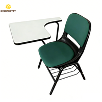 Chaise d'étudiant ergonomique avec tablette d'écriture, cadre métallique durable et panier de rangement pour salle de classe, bureau et salle de formation
