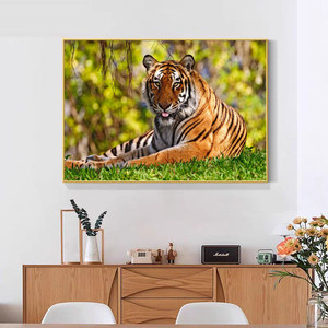 Quadro da Parete con Stampa a Getto d'Inchiostro su Pellicola Testurizzata, Stile Cinese Moderno, Tema Tigre Zodiacale, Feng Shui per Attirare la Ricchezza, per Soggiorno - Product Image 5