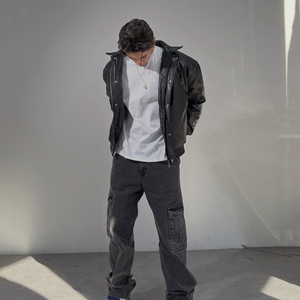 <span class=keywords><strong>Bomber</strong></span> <span class=keywords><strong>Bomber</strong></span> personalizzato <span class=keywords><strong>oversize</strong></span> da uomo giacca di pelle nera <span class=keywords><strong>Bomber</strong></span> di alta qualità - Product Image 5