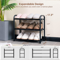 Étagère à chaussures réglable en métal robuste, autoportante et extensible à 3 niveaux pour salon, salle à manger, entrée - Style moderne