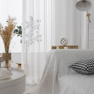 Lumière de Noël la plus intérieure Tulle <span class=keywords><strong>blanc</strong></span> bon marché prêt à l'emploi Rideaux en lin transparent pour le salon - Product Image 3