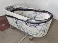 Baignoire autoportante moderne en marbre blanc naturel 100% poli à la main, sculptée, avec drain intégré, pour salle de bain – Fournisseur Refine Stone