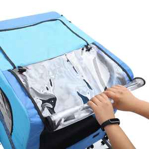 साइकिल ट्रेलर फोल्डेबल पालतू स्टलर 20 इंच पहियों 2 दरवाजे परावर्तक धातु फ्रेम 40 किलोग्राम भार बड़े पालतू साइकिल ट्रेलर - Product Image 3