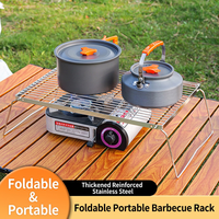 Support de barbecue pliable portable en acier inoxydable, grille rectangulaire pour réchaud de camping, cadre en maille pour cuisson en extérieur