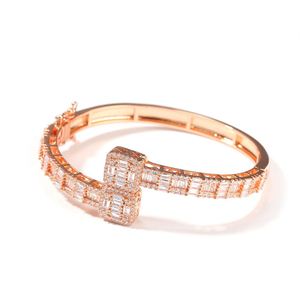 Hip Hop Copper Irregular Shape Zircon Geometric Gold Silver Adjustable Diamonds Jewelry Bracelet <b>Men</b> Women - Product Image 4