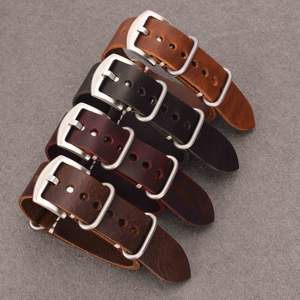 Correas de reloj largas hechas a mano de cuero genuino de cera de aceite italiano 1 pieza correa de reloj - Product Image 3