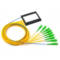 Divisor de fibra PLC 1X8 1M con paquete de caja ABS-Uso en interiores SC/UPC Compatible con equipos de red de enrutador