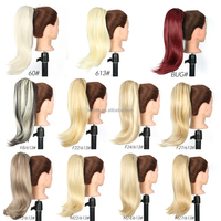Nouvelle Arrivée : Queue de cheval haute rétro des années 90, ondulée, auto-adhésive, en fibre haute température, style mignon, 16 pouces, pour filles