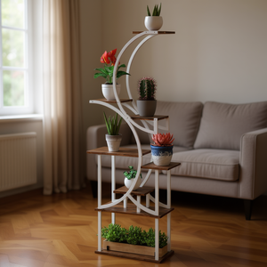 Support à fleurs moderne Db Home Decor en bois pour salon, présentoir de plantes d'intérieur au design irrégulier, à poser au sol - Product Image 2