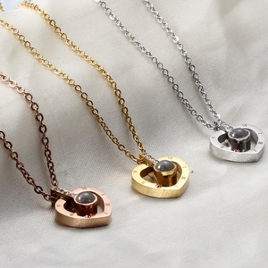 MECYLIFE 100 ti amo regalo di proiezione per il suo regalo di natale collana con cuore regalo di san valentino collana di coppia - Product Image 2