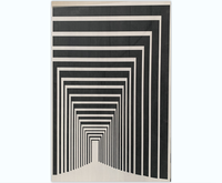 Panneau en placage de bois artistique, feuille de placage décorative à illusion optique géométrique noir et blanc pour mur et table