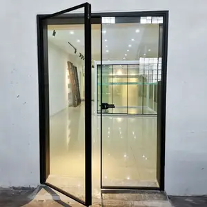 Puerta abatible de aluminio con bisagras australianas personalizadas, para casa, dormitorio, insonorizado, vidrio, seguridad