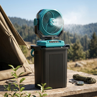 Ventilateur brumisateur portable 30000 mAh avec batterie, grand réservoir d'eau de 15 L, 5 vitesses, oscillation automatique, pour camping et tente, avec lumière LED et fonction Power Bank
