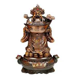 2023 artigianato in resina fatto a mano di alta qualità Fengshui Buddha cinese dio della ricchezza decorazioni per la casa grande lingotto Wen God Of Wealth Statue