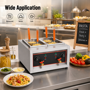 Cuiseur à pâtes électrique commercial 220V, bouilloire à nouilles de comptoir en acier inoxydable, équipement de cuisson de pâtes à 2/4/6 paniers, fournisseur - Product Image 5