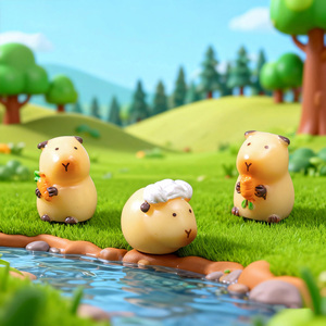 ตุ๊กตาคาปิบาร่าน่ารักสไตล์การ์ตูน ทำจากเรซิ่น ตกแต่งโต๊ะทำงาน ของตกแต่งสวนจิ๋ว ของประดับตกแต่งรถยนต์และบ้าน - Product Image 3