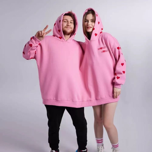 Sudadera con capucha doble 2 en 1 para otoño, bordada, para parejas, de gran tamaño, manta usuable divertida para 2 personas, novedad a juego para parejas - Product Image 2