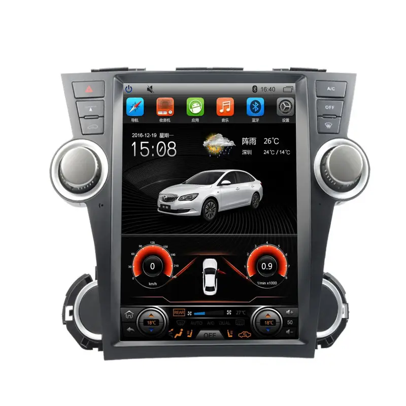 رودستار 12.1 "الروبوت A9 سيارة راديو فيديو مشغل أسطوانات للسيارة مشغل وسائط متعددة GPS والملاحة سيارة ستيريو لتويوتا هايلاندر 2009-2014