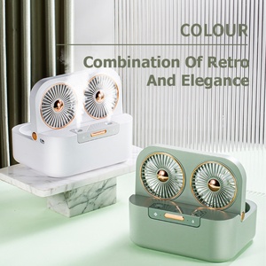 Ventilador de Mesa Portátil con Rociador de Agua, Doble Motor, Enfriador de Aire, Ventilador de Mesa Retro - Product Image 3