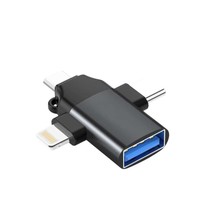 Adaptateur OTG 3 en 1 adapté au type C pour téléphones mobiles et tablettes Android