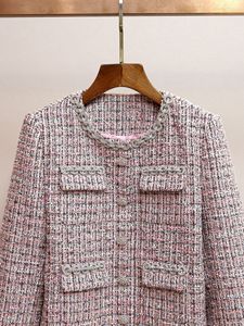 Primavera e autunno girocollo in <span class=keywords><strong>Tweed</strong></span> lana elegante tinta unita manica lunga con borchie di diamanti + gonna a-linea plissettata abito da donna - Product Image 6