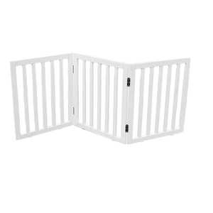 Valla plegable de madera para mascotas, blanca, de madera maciza, ajustable, para perros pequeños y grandes, rectangular, estilo clásico. - Product Image 4