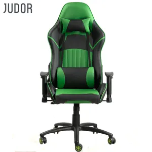 Cadeira de escritório Judor Cadeira de jogos de corrida Cadeira de jogos removível com encosto de cabeça verde