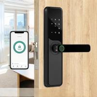 Serrure Intelligente en Alliage d'Aluminium pour Porte en Bois, Application Cloud Tuya, Sécurité de Classe A, Wi-Fi, Empreinte Digitale, Carte à Puce, Mot de Passe