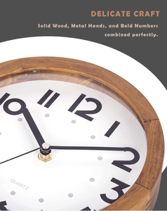Small Wall <strong>Clock</strong>, 8 Inch Retro Decorative Wooden Wall <strong>Clock</strong>, Silent Non-Ticking Analog Round Hanging <strong>Clock</strong> for Living Room - Product Image 3