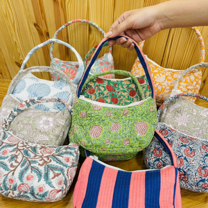 Floral cotton <b>quilted</b> shoulder bag hand bag reusable eco friendly soft padded women tote bag custom print custom logo wholesale - Product Image 4