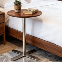 Table d'appoint console en forme de I en noyer nordique avec miroir en acier inoxydable, table d'appoint pour ordinateur portable et collations, pour salon et hôtel, personnalisable OEM