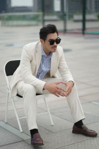Abito da sposa monopetto su misura in lino bianco <span class=keywords><strong>BEIGE</strong></span> a spina di pesce per <span class=keywords><strong>uomo</strong></span> <span class=keywords><strong>blazer</strong></span> smoking per sposo abiti Slim Fit casual