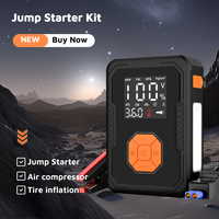 Kit de démarrage de saut de voiture 6 en 1 Booster de batterie Démarreur de saut Banque d'alimentation Batterie au lithium Démarreur de saut de voiture avec gonfleur de pneu
