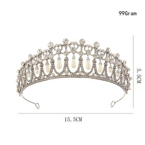Couronne <span class=keywords><strong>de</strong></span> reine vintage QS, diadème en cristal et perles pour mariée, bandeaux <span class=keywords><strong>de</strong></span> mariée, diadème pour fille - Product Image 6