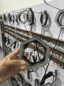 Yeni 2.5 3 inç 5D RGB <span class=keywords><strong>LED</strong></span> projektör Lens far melek göz ışık halkası kefenlerle DRL dönüş sinyal ışığı APP kontrol araba işıkları - Product Image 3